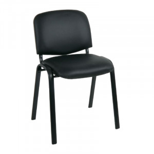 SIGMA Καρέκλα-Pro Γραφείου Επισκέπτη, Μέταλλο Βαφή Μαύρο, PVC Μαύρο (ΣΕΤ 6 τεμ)