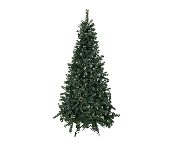 Χριστουγεννιάτικο δέντρο σε παραδοσιακή γραμμή χιονισμένο (painted snow) με κουκουνάρια ύψους 2,10m