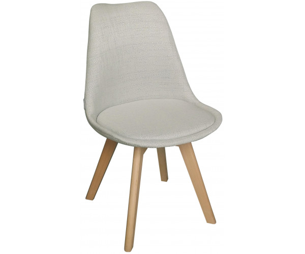 BERG-FA-WOOD καρέκλα ξύλινη με ταπετσαρία ύφασμα ΕΚΡΟΥ, 49x53x82