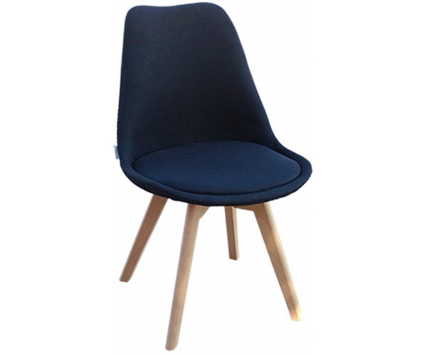 BERG-FA-WOOD καρέκλα ξύλινη με ταπετσαρία ύφασμα ΜΑΥΡΟ, 49x53x82