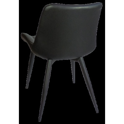 WELL καρέκλα μεταλλική ΜΑΥΡΗ με ταπετσαρία δερματίνη ΜΑΥΡΗ, 53x60x82