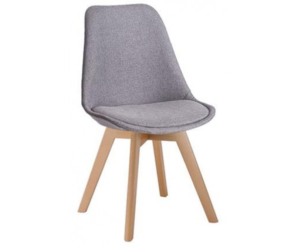 BERG-FA-WOOD καρέκλα ξύλινη με ταπετσαρία ύφασμα ΓΚΡΙ, 49x53x82