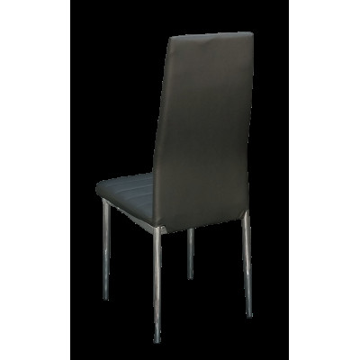 EVI-C καρέκλα χρωμίου ντυμένη με ταπετσαρία δερματίνη ΜΑΥΡΗ, 42x49x98