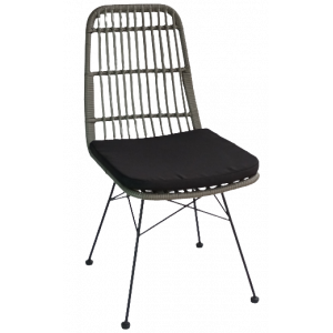YAYA-CH καρέκλα εξοπλισμού μεταλλική wicker ΓΚΡΙ με ΜΑΞΙΛΑΡΙ, 45x60x93