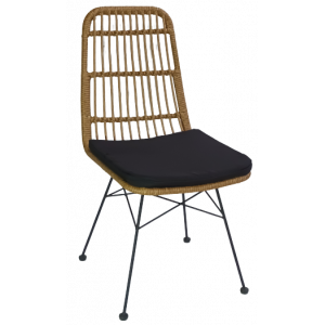 YAYA-CH καρέκλα εξοπλισμού μεταλλική wicker ΦΥΣΙΚΟ με ΜΑΞΙΛΑΡΙ, 45x60x93
