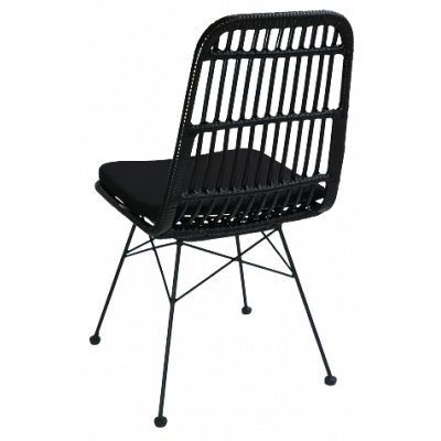 YAYA-CH καρέκλα εξοπλισμού μεταλλική wicker ΜΑΥΡΗ με ΜΑΞΙΛΑΡΙ, 45x60x93