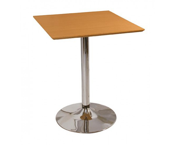 M-107-1 τραπέζι μεταλλικό χρωμίου με ξύλο ΦΥΣΙΚΟ, 60x60xh75