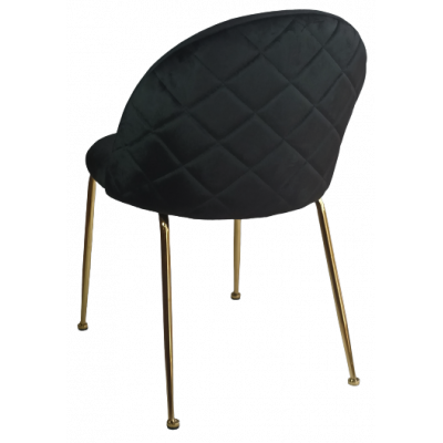 ROMILDA καρέκλα μεταλλική ΧΡΥΣΟ με ταπετσαρία ύφασμα ΜΑΥΡΟ, 51x55x81
