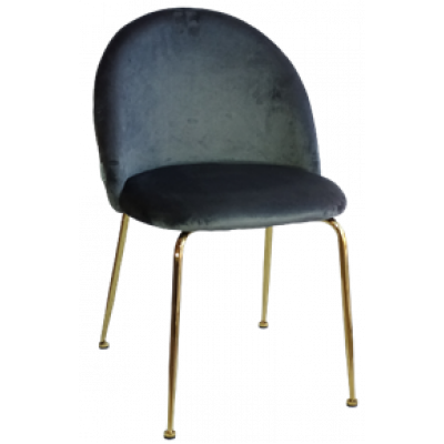 ROMILDA καρέκλα μεταλλική ΧΡΥΣΟ με ταπετσαρία ύφασμα ΓΚΡΙ, 51x55x81