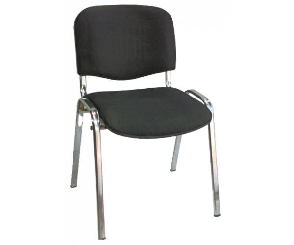 ISO καρέκλα επισκέπτη σκελετός ΧΡΩΜΙΟΥ κάθισμα ΥΦΑΣΜΑ ΜΑΥΡΟ, 53x42xΗ80