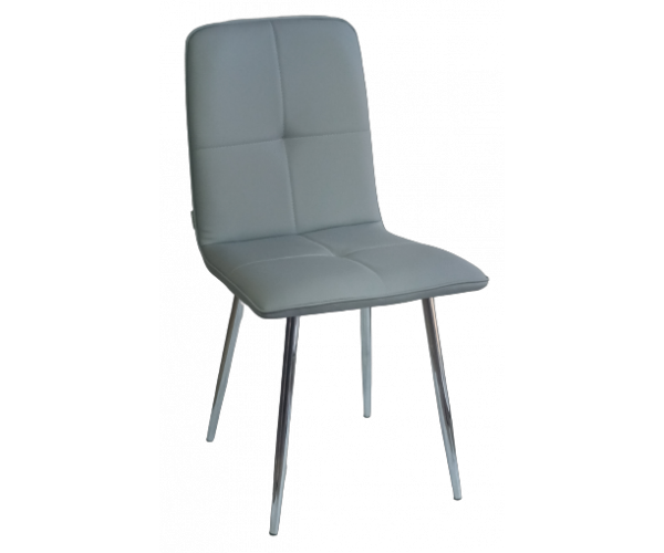 ZIRU καρέκλα χρωμίου με ταπετσαρία δερματίνη ΓΚΡΙ, 49x50x89