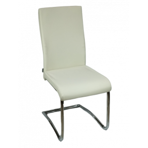 BEN καρέκλα χρωμίου με ταπετσαρία δερματίνη ΕΚΡΟΥ, 42x50x96