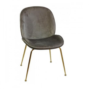 CAROL-CH καρέκλα μεταλλική ΧΡΥΣΟ με ταπετσαρία ύφασμα ΓΚΡΙ, 51x65x83