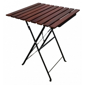TRADITIONAL-T-WOOD τραπέζι κήπου μεταλλικό με ξύλο, 60x60xH70