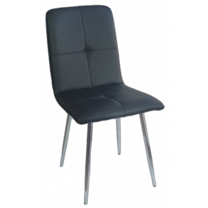 ZIRU καρέκλα χρωμίου με ταπετσαρία δερματίνη ΜΑΥΡΗ, 49x50x89