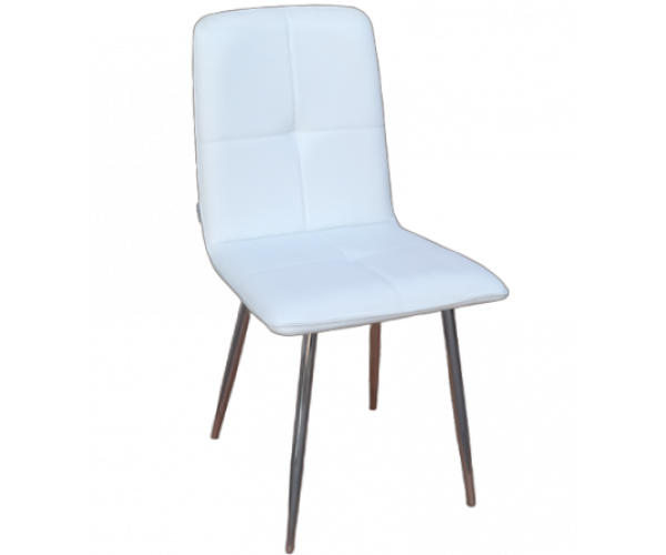 ZIRU καρέκλα χρωμίου με ταπετσαρία δερματίνη ΛΕΥΚΗ, 49x50x89
