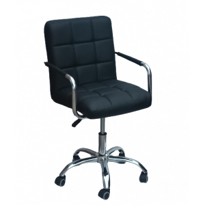 MC-022 καρέκλα γραφείου με μπράτσα ΔΕΡΜΑΤΙΝΗ ΜΑΥΡΗ, 53x47x81/91