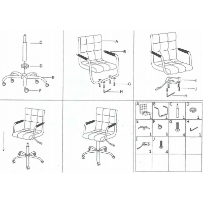 MC-022 καρέκλα γραφείου με μπράτσα ΔΕΡΜΑΤΙΝΗ ΜΑΥΡΗ, 53x47x81/91
