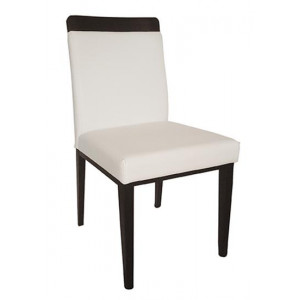 OPERA AIDA καρέκλα ξύλινη ντυμένη σκελετός WENGE κάθισμα δερματίνη ΛΕΥΚΗ 46x55x98
