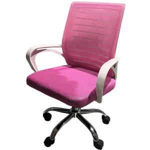 WALL πολυθρόνα γραφείου σκελετός πλαστικός ΛΕΥΚΟΣ ύφασμα mesh ΡΟΖ / 64x49x92-101