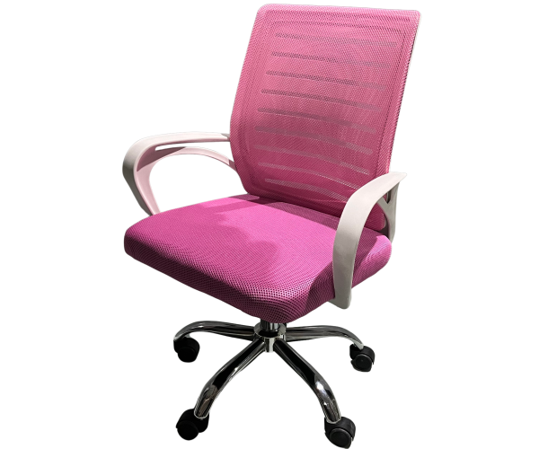 WALL πολυθρόνα γραφείου σκελετός πλαστικός ΛΕΥΚΟΣ ύφασμα mesh ΡΟΖ / 64x49x92-101