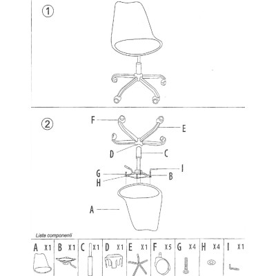 BERG-OF καρέκλα γραφείου pp ΜΟΚΑ / 51x55xΗ78-88