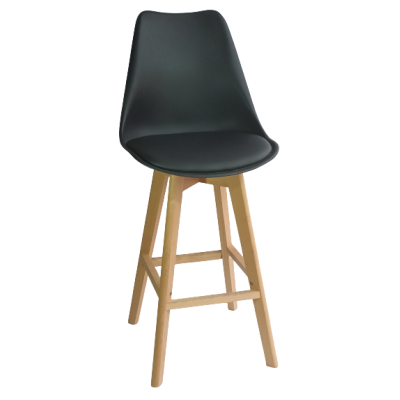 BERG-STOOL σκαμπό ψηλό ξύλο pp ΜΑΥΡΗ, 49x54xH106/76