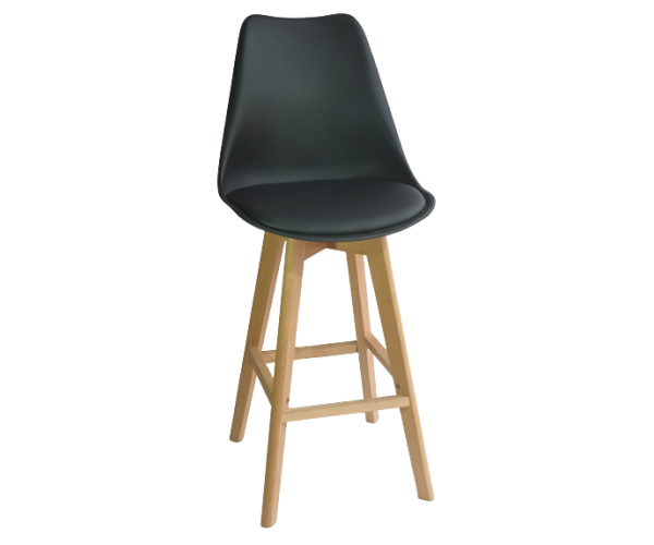 BERG-STOOL σκαμπό ψηλό ξύλο pp ΜΑΥΡΗ, 49x54xH106/76