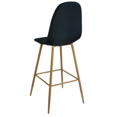 LINA-STOOL σκαμπό ψηλό μεταλλικό ΞΥΛΟ ύφασμα ΜΑΥΡΟ, 44x50x116