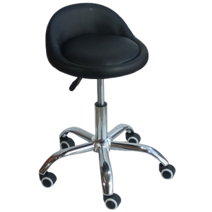 SPIDER σκαμπό τροχήλατο γραφείου δερματίνη ΜΑΥΡΗ / 37x41xH55-67