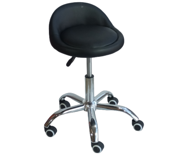 SPIDER σκαμπό τροχήλατο γραφείου δερματίνη ΜΑΥΡΗ / 37x41xH55-67