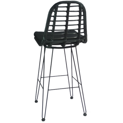 YAYA-ST σκαμπό ψηλό μεταλλικό wicker ΜΑΥΡΟ / 45x55xΗ112