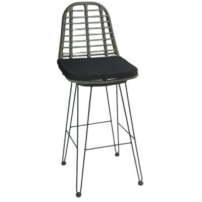 YAYA-ST σκαμπό ψηλό μεταλλικό wicker ΓΚΡΙ / 45x55xΗ112