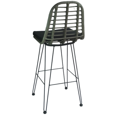 YAYA-ST σκαμπό ψηλό μεταλλικό wicker ΓΚΡΙ / 45x55xΗ112