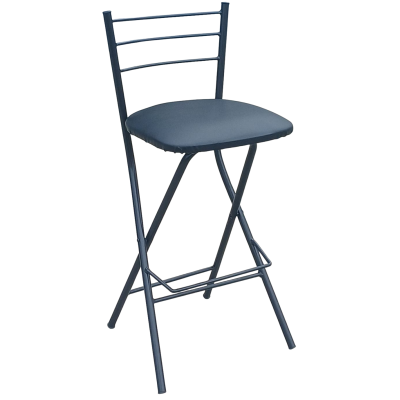 CLEOPATRA σκαμπό ψηλό μεταλλικό ΜΑΥΡΟ με κάθισμα ΔΕΡΜΑΤΙΝΗ ΜΑΥΡΗ / 38x43xH89