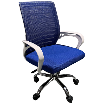 WALL πολυθρόνα γραφείου σκελετός πλαστικός ΛΕΥΚΟΣ ύφασμα mesh ΜΠΛΕ / 64x49xH92-101