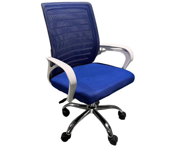 WALL πολυθρόνα γραφείου σκελετός πλαστικός ΛΕΥΚΟΣ ύφασμα mesh ΜΠΛΕ / 64x49xH92-101