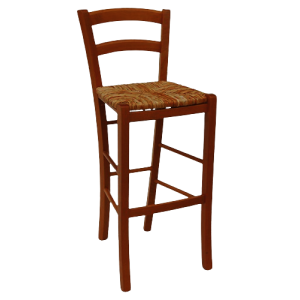 42-AA σκαμπό ψηλό ξύλινο ΚΑΡΥΔΙ με ΨΑΘΑ, 41x44x102/H73
