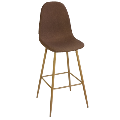 LINA-STOOL σκαμπό ψηλό μεταλλικό ΞΥΛΟ ύφασμα ΚΑΦΕ, 44x50x116