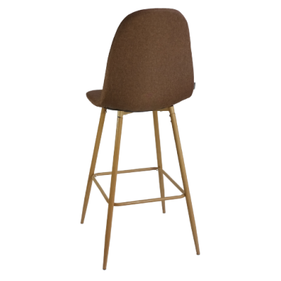 LINA-STOOL σκαμπό ψηλό μεταλλικό ΞΥΛΟ ύφασμα ΚΑΦΕ, 44x50x116