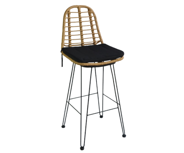 YAYA-ST σκαμπό ψηλό μεταλλικό wicker ΦΥΣΙΚΟ / 45x55xΗ112