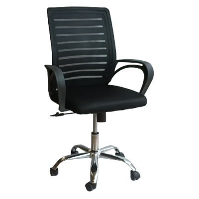 BY-017-2 πολυθρόνα γραφείου ύφασμα mesh ΜΑΥΡΗ, 63x50x87/97