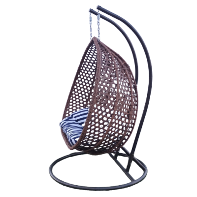 SEYHELLES κούνια μεταλλική wicker ΚΑΦΕ, 130x70xH120/Φ120xH190