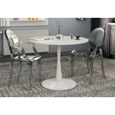 SIMPLE τραπέζι μεταλλικό με επιφάνεια mdf ΛΕΥΚΟ, Φ80xh75