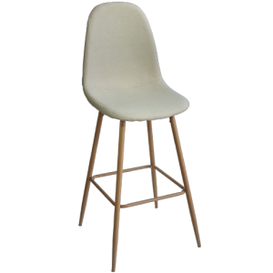 LINA-STOOL σκαμπό ψηλό μεταλλικό ΞΥΛΟ ύφασμα ΕΚΡΟΥ, 44x50x116