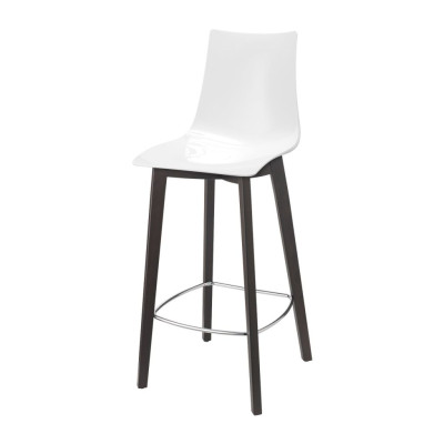 ZEBRA-2810 σκαμπό ψηλό με ξύλο και polycarbonate ΛΕΥΚΟ, 46x50xΗ68/104