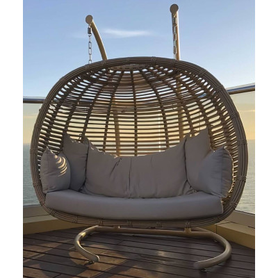 ZUMURUD κούνια μεταλλική wicker ΜΟΚΑ, 127x170xH85