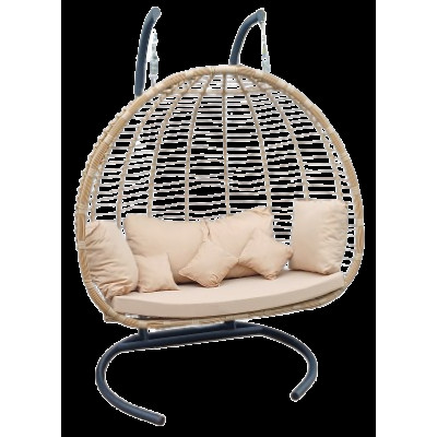 ZUMURUD κούνια μεταλλική wicker ΜΟΚΑ, 127x170xH85