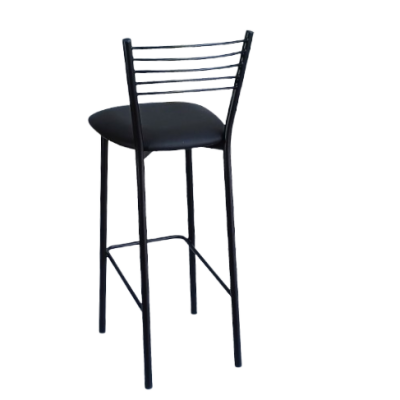 DANIELA-STOOL-B σκαμπό ψηλό μεταλλικό ΜΑΥΡΟ κάθισμα ΔΕΡΜΑΤΙΝΗ ΜΑΥΡΗ, 42x48xH106