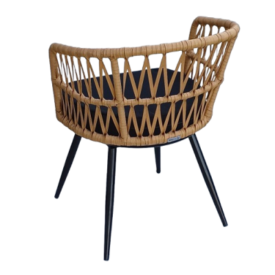 SRILANKA πολυθρόνα μεταλλική wicker ΦΥΣΙΚΟ με ΜΑΞΙΛΑΡΙ / 61x55xH80